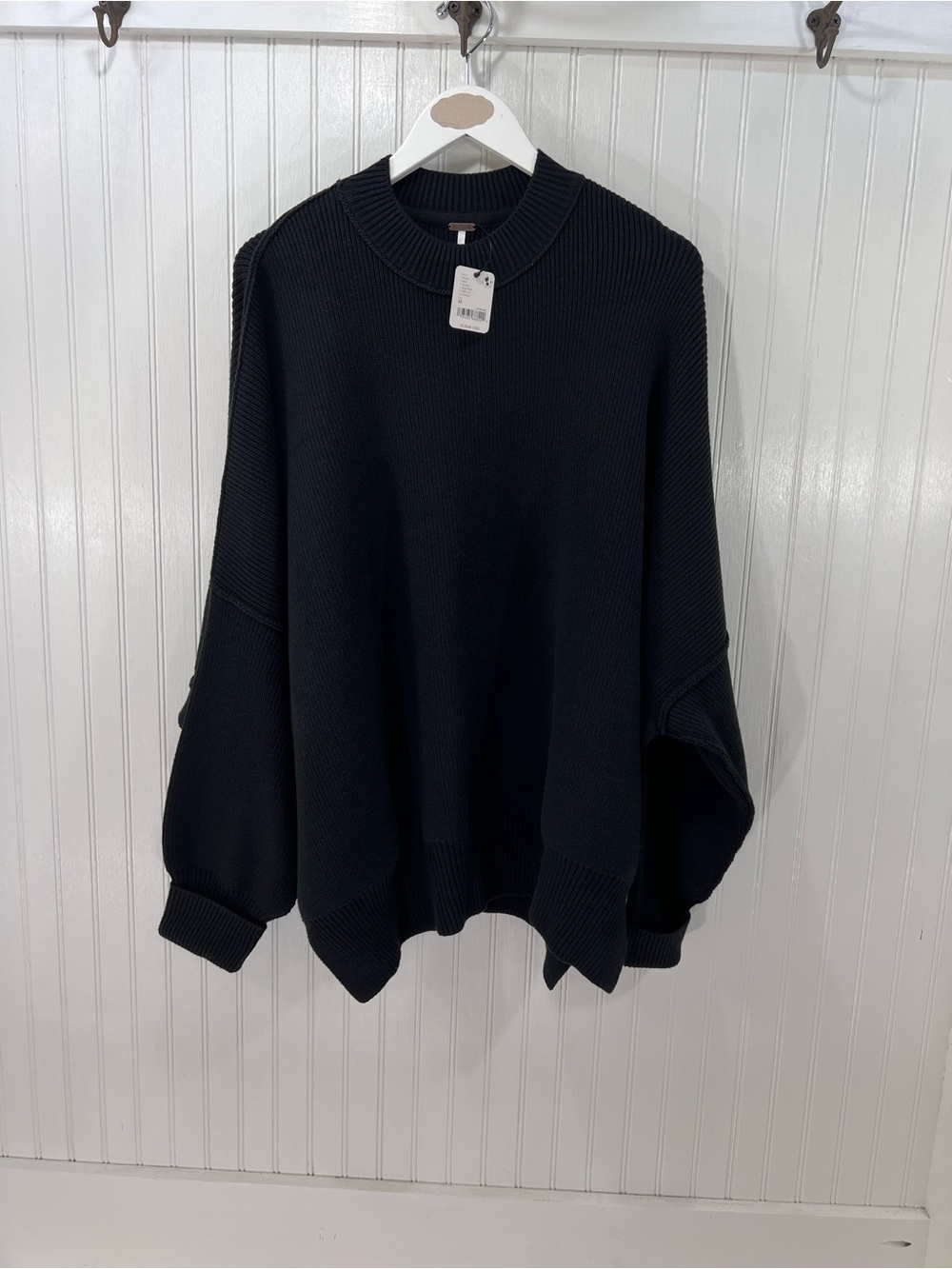 NWT Free People Easy Street Sweater Black Size Medium M Oversized Ribbed